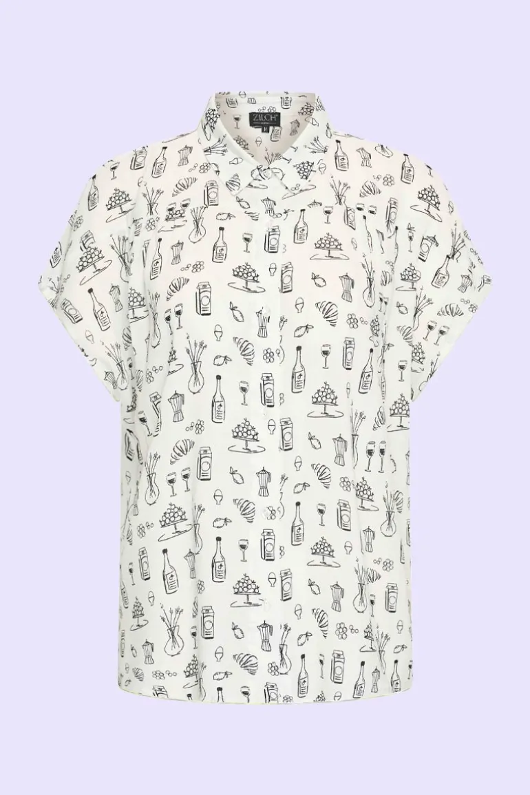 Blouse Short Sleeve Mediterranee Black - Zilch