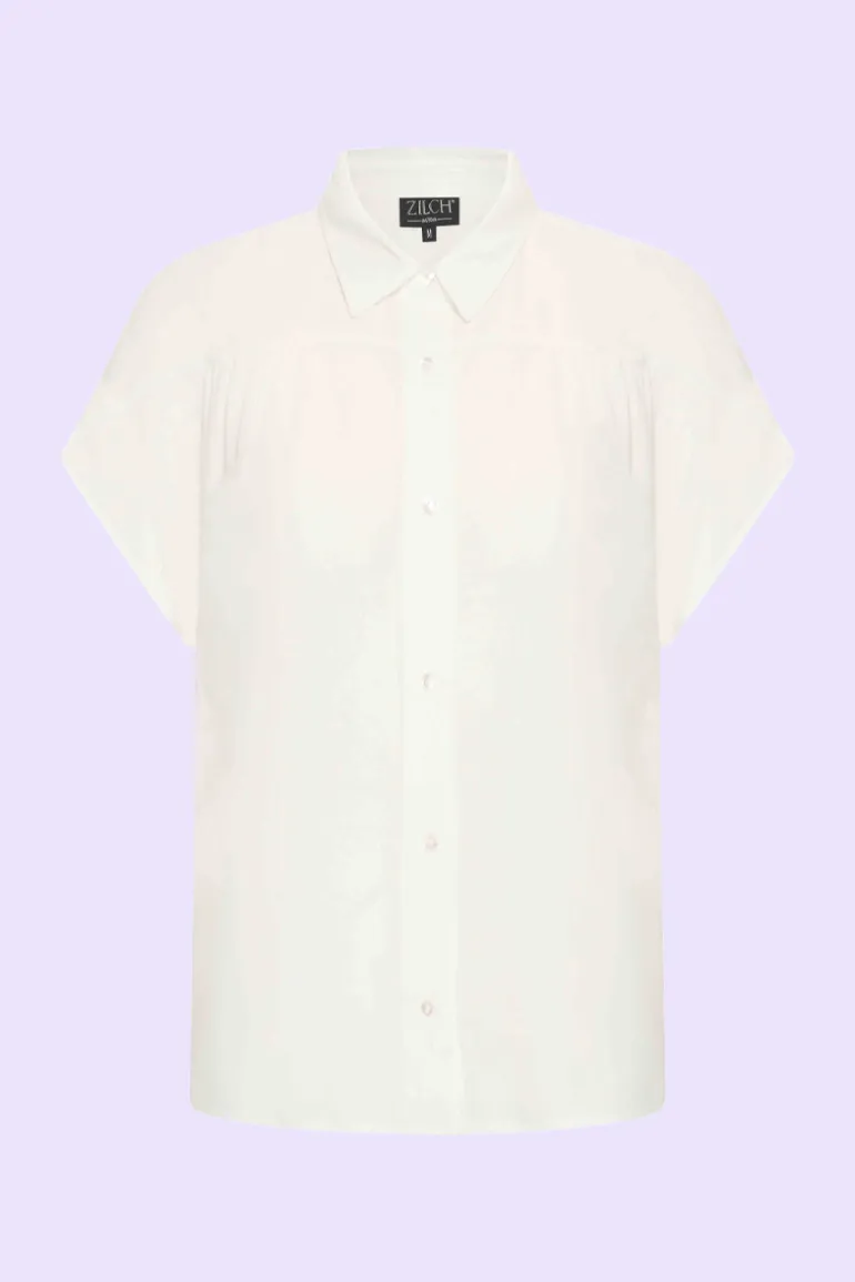 Blouse Short Sleeve Off White - Zilch