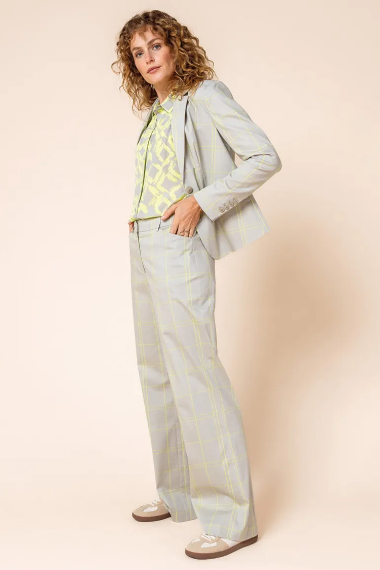Blouse Short Sleeve Squares Fresh Lemon - Zilch
