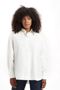 Blouse Steph Poplin Shirt Off White - Kuyichi