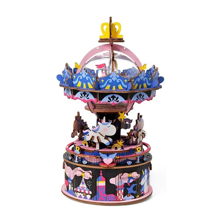 Bouwpakket 3D Houten Puzzel Music Box | Starry Night Carousel