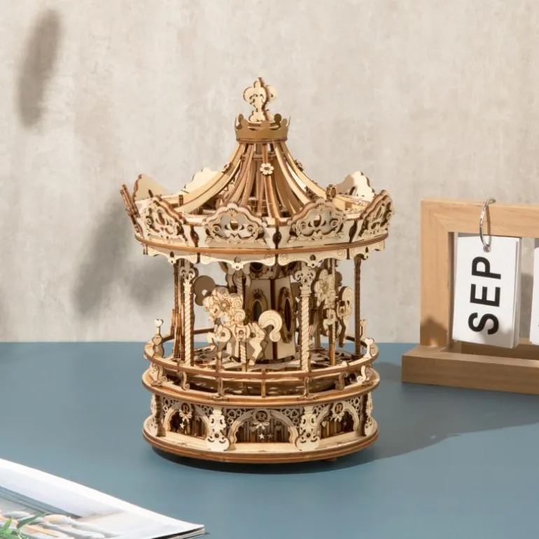 Bouwpakket 3D Houten Puzzel Music Box | Romantic Carousel