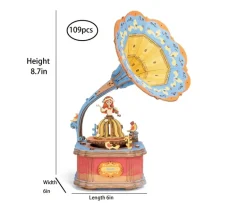 Bouwpakket 3D Houten Puzzel Music Box | Vintage Gramophone