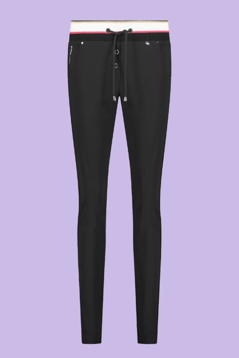 Broek Boord Zwart/Streep/Framboos - Zip73