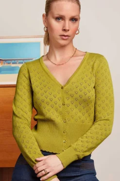 Cardi V Heart Ajour Spring Yellow - King Louie