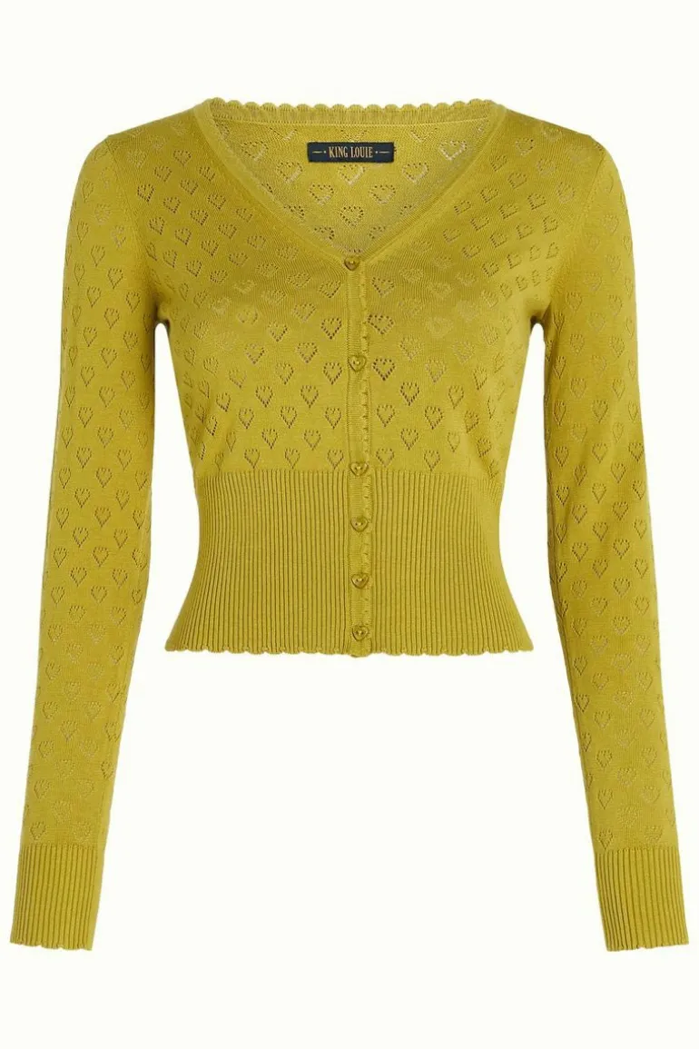 Cardi V Heart Ajour Spring Yellow - King Louie