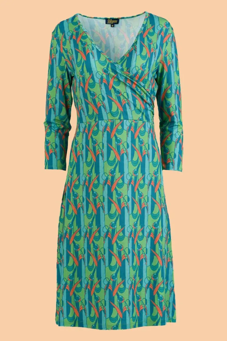 Chrissy Cross Dress 3/4 Sleeve Tulip Waltz - LaLamour