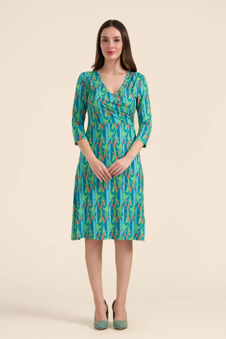 Chrissy Cross Dress 3/4 Sleeve Tulip Waltz - LaLamour