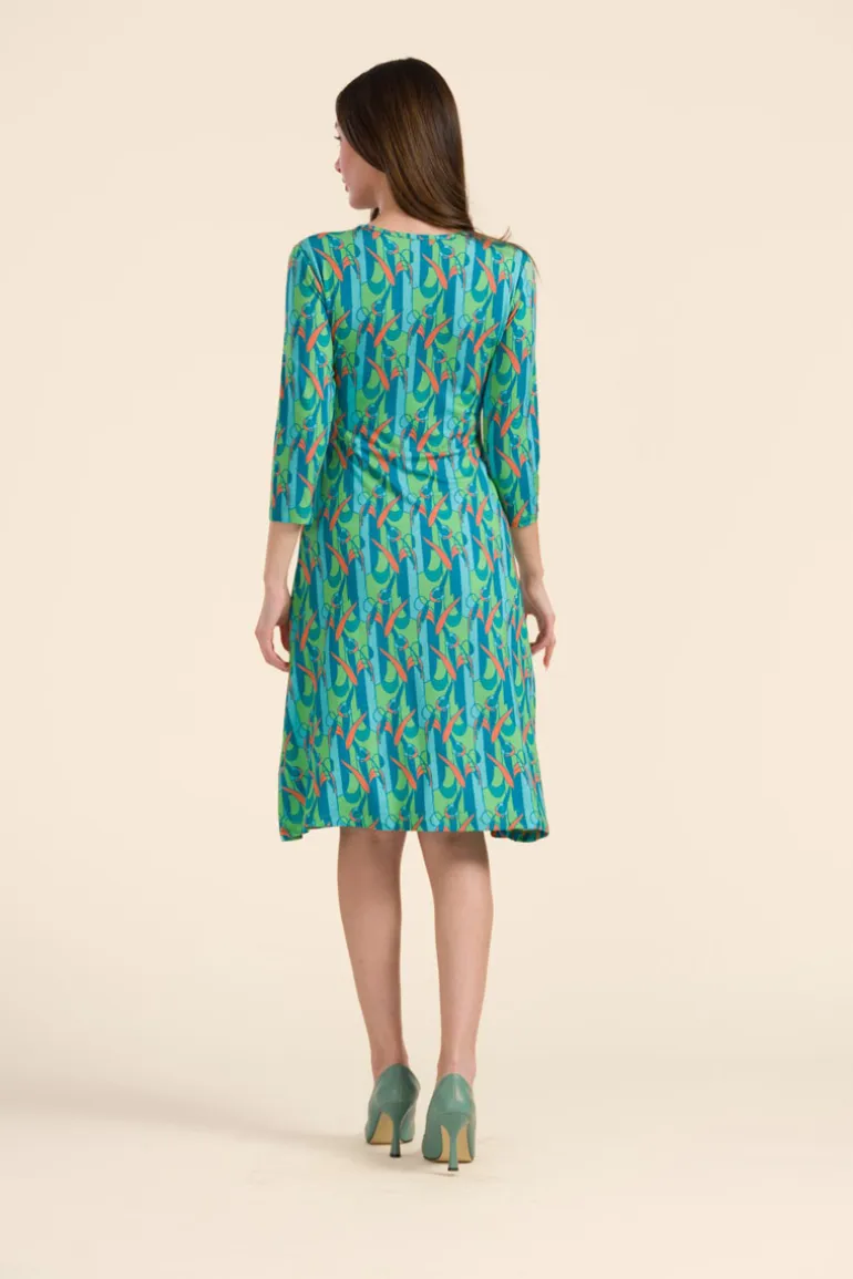 Chrissy Cross Dress 3/4 Sleeve Tulip Waltz - LaLamour