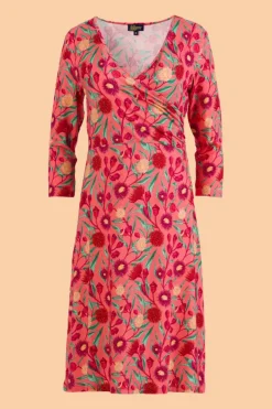 Chrissy Cross Dress 3/4 Sleeve Wild Bouquet - LaLamour