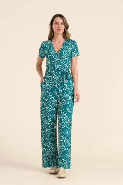 Diana Jumpsuit Short Sleeve Flower Lake - LaLamour
