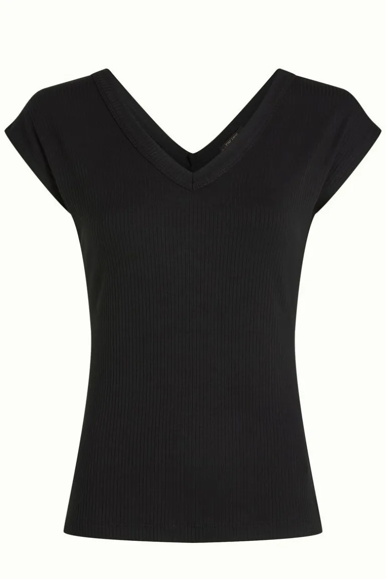 Double V Top Uni Rib Black - King Louie