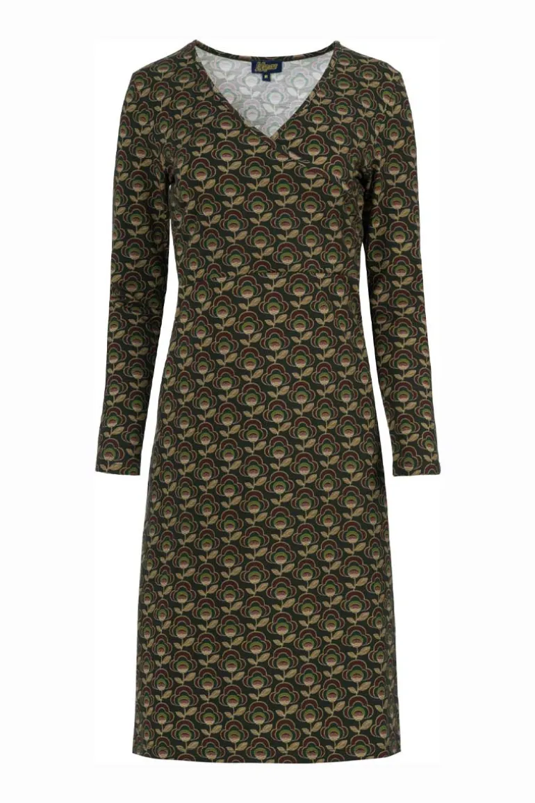 Dress Crissy Cross Abstract Flower Green - LaLamour