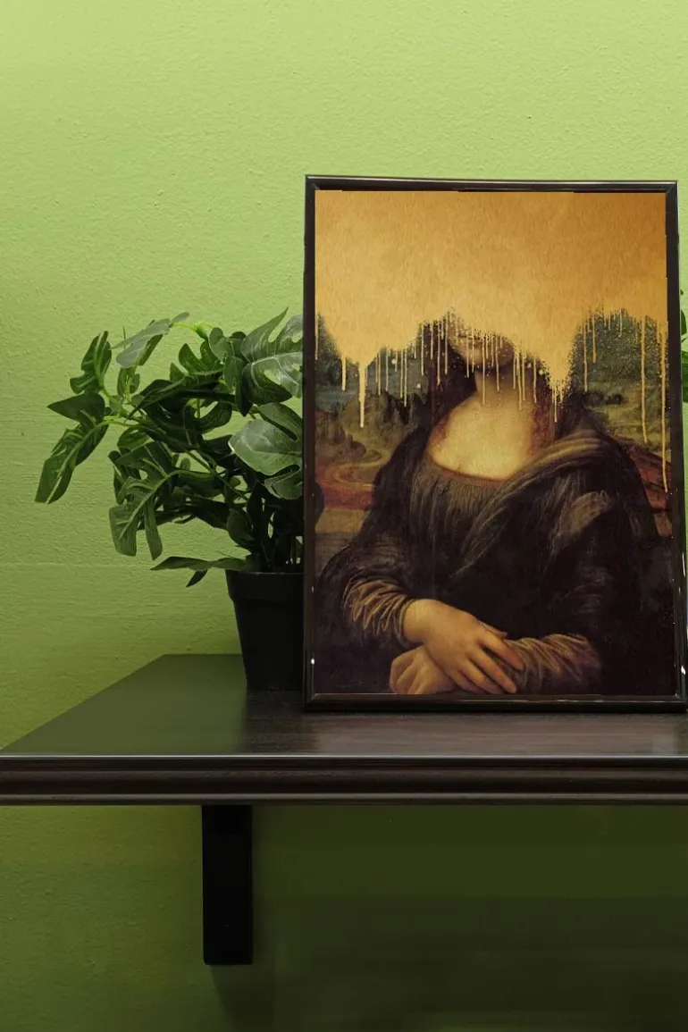 Drippy Mona Lisa Gold Graffiti Print