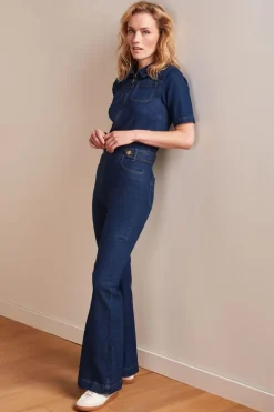 Flare Jumpsuit Onyx Denim Deep Blue - King Louie