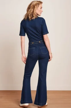 Flare Jumpsuit Onyx Denim Deep Blue - King Louie