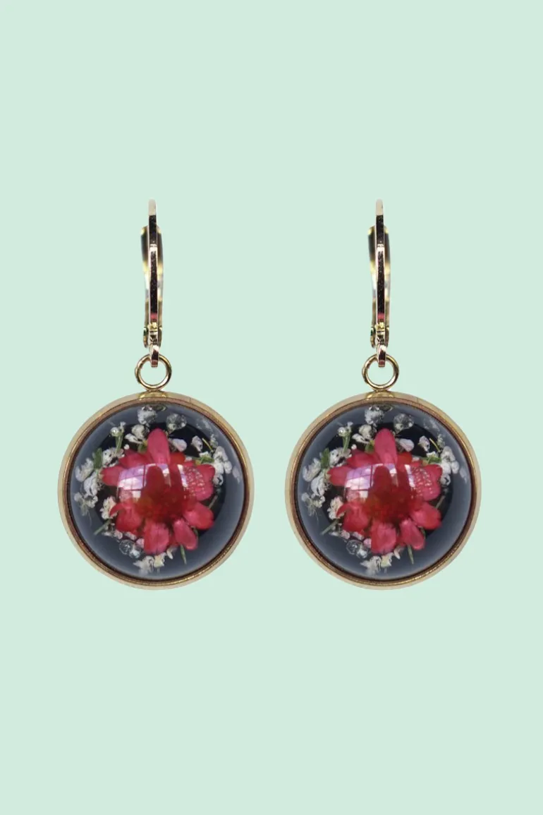 Flor Oorbel Black/Red gp - Urban Hippies