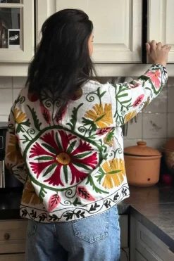 Jacket Cotton Embroidery White - ToutVintage