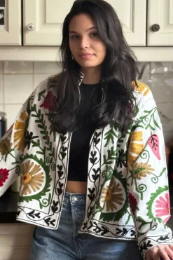 Jacket Cotton Embroidery White - ToutVintage