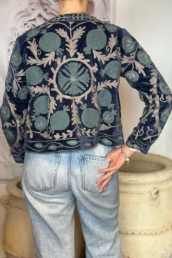 Jacket Velvet Embroidery Ronde Hals - ToutVintage