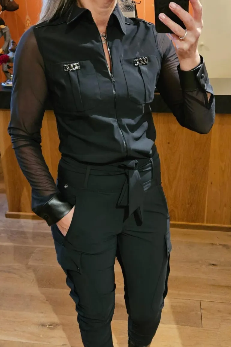 Jumpsuit Zipper Voile Sleeve Black 600/01/001 - Zip73