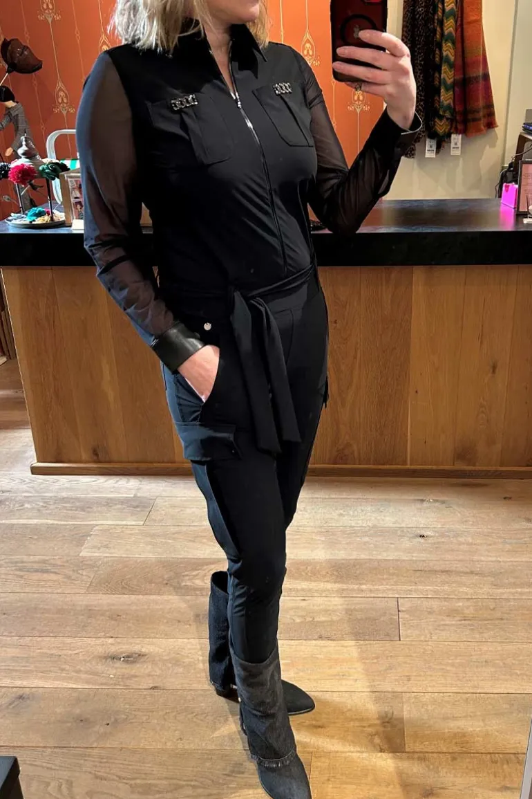 Jumpsuit Zipper Voile Sleeve Black 600/01/001 - Zip73