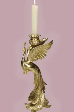 Kandelaar Peacock Polyresin Gold