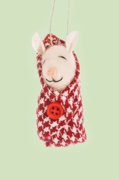 Kerstbal Baby Mice in Red Blankets Pied The Poule