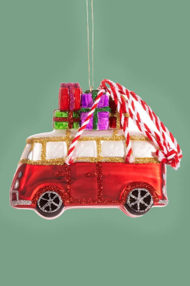 Kerstbal Campervan With Gifts