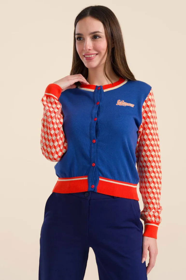 Knitted Cardigan Long Sleeve Dazzling Blue - LaLamour