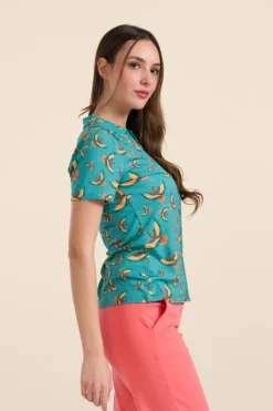 Lena Blouse Short Sleeve Crane - LaLamour