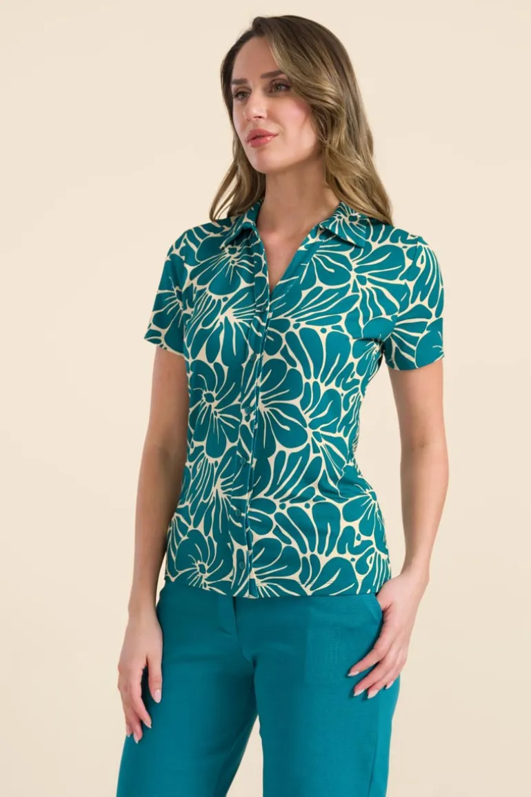 Lena Blouse Short Sleeve Flower Lake - LaLamour