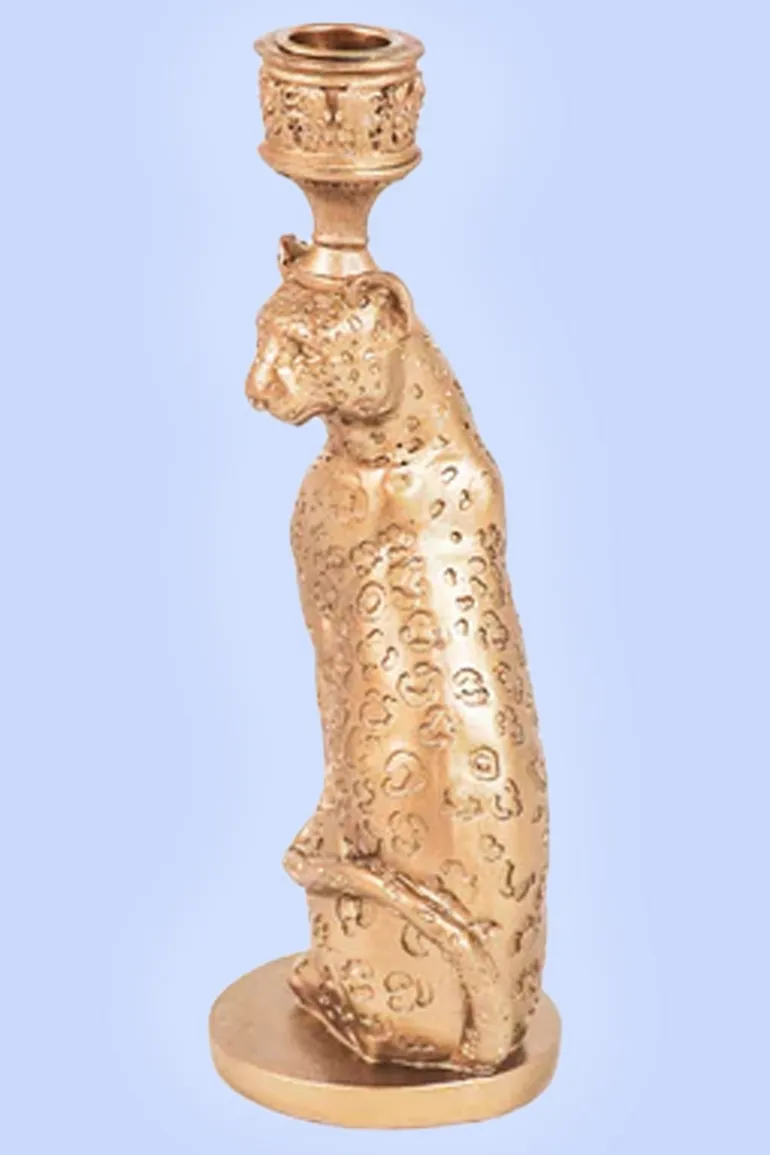 Leopard Kandelaar Gold