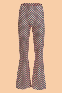 Lieke Flared Pants Vintage Coral Flower - LaLamour