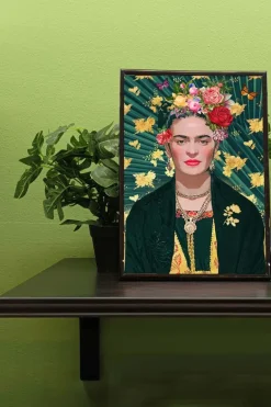 Lijstje Frida Kahlo Green Print Black