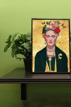 Lijstje Frida Kahlo Yellow Print Black