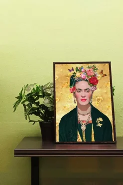 Lijstje Frida Kahlo Yellow Print Black