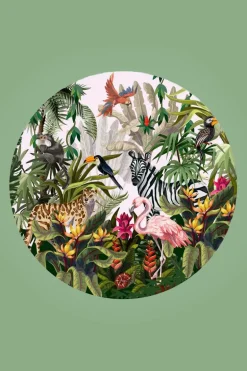 Muurcirkel Jungle Roze 30 cm