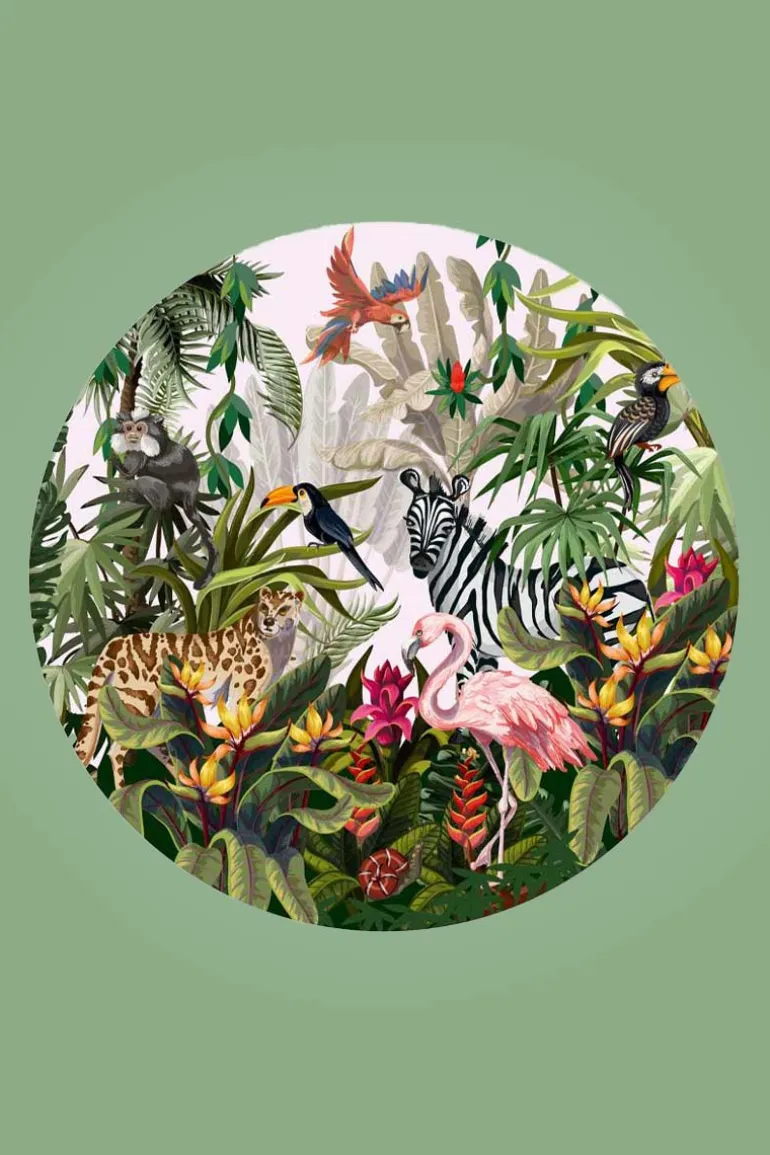 Muurcirkel Jungle Roze 30 cm