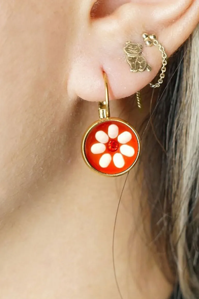 Oorbel Daisy Orange gp - Urban Hippies