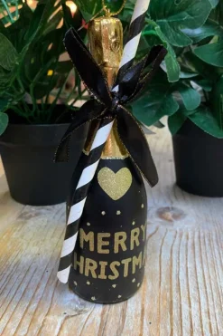 Ornament Glass Black Champagne Bottle - Vondel