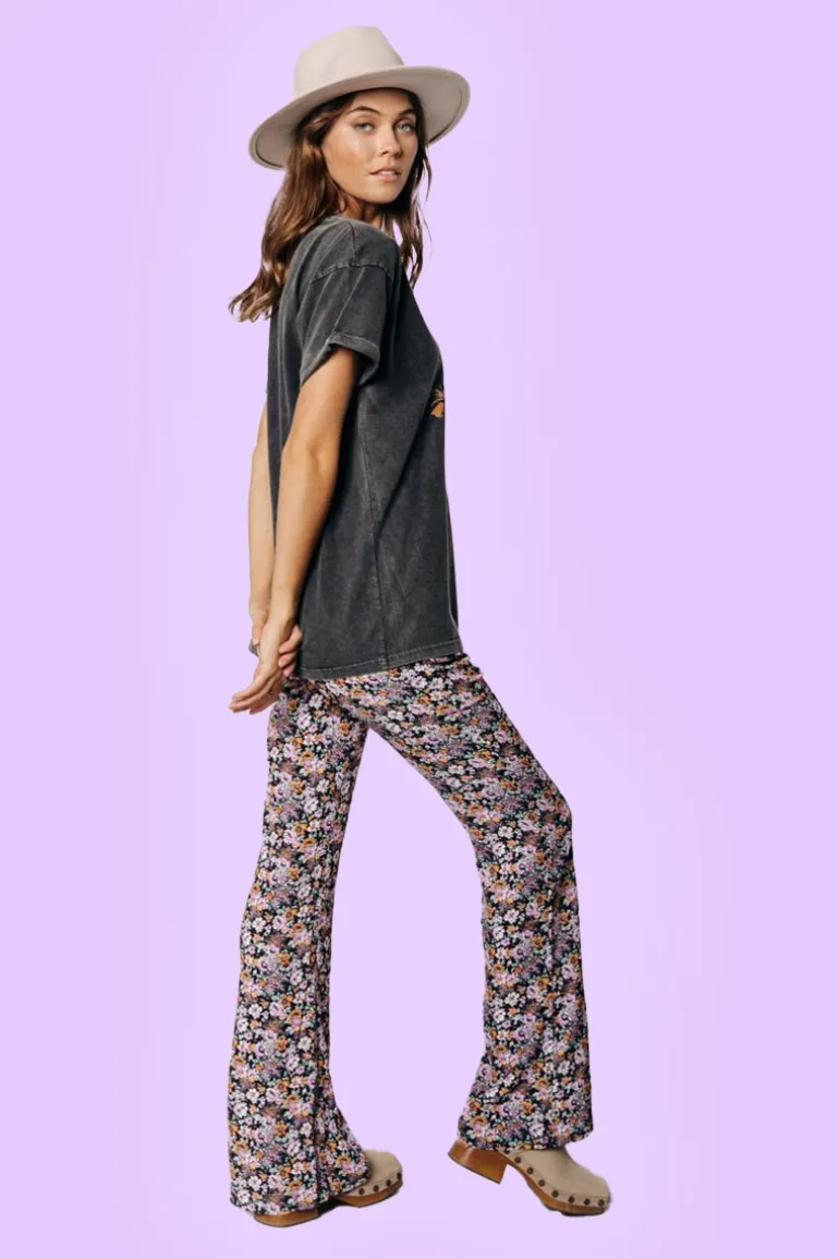 Pants Nadine Ditzy Flower Flare - Colourful Rebel