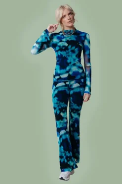 Pants Tie Dye Mesh Flare Blue - Colourful Rebel