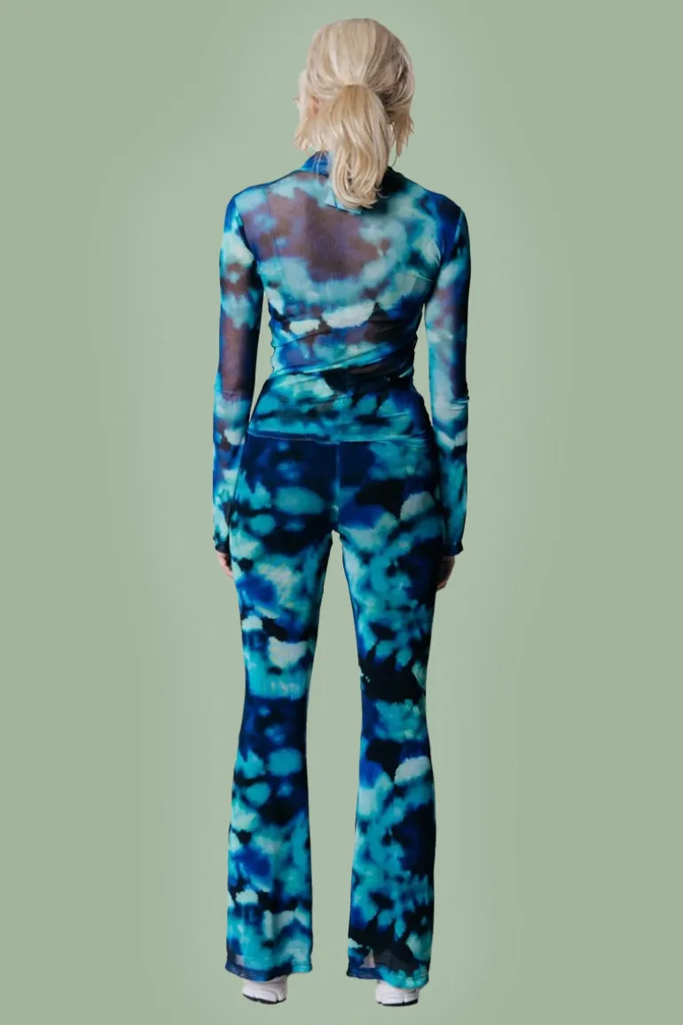 Pants Tie Dye Mesh Flare Blue - Colourful Rebel