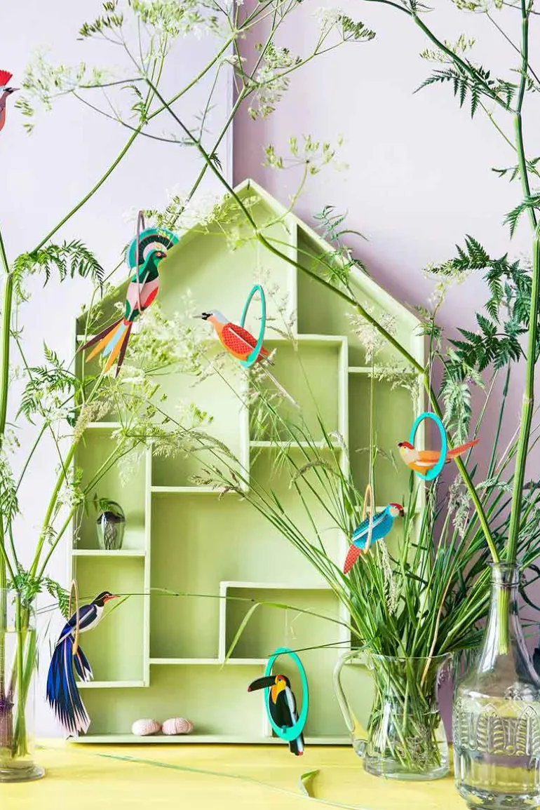 Pop Out Card Swinging Parakeets - Studio ROOF