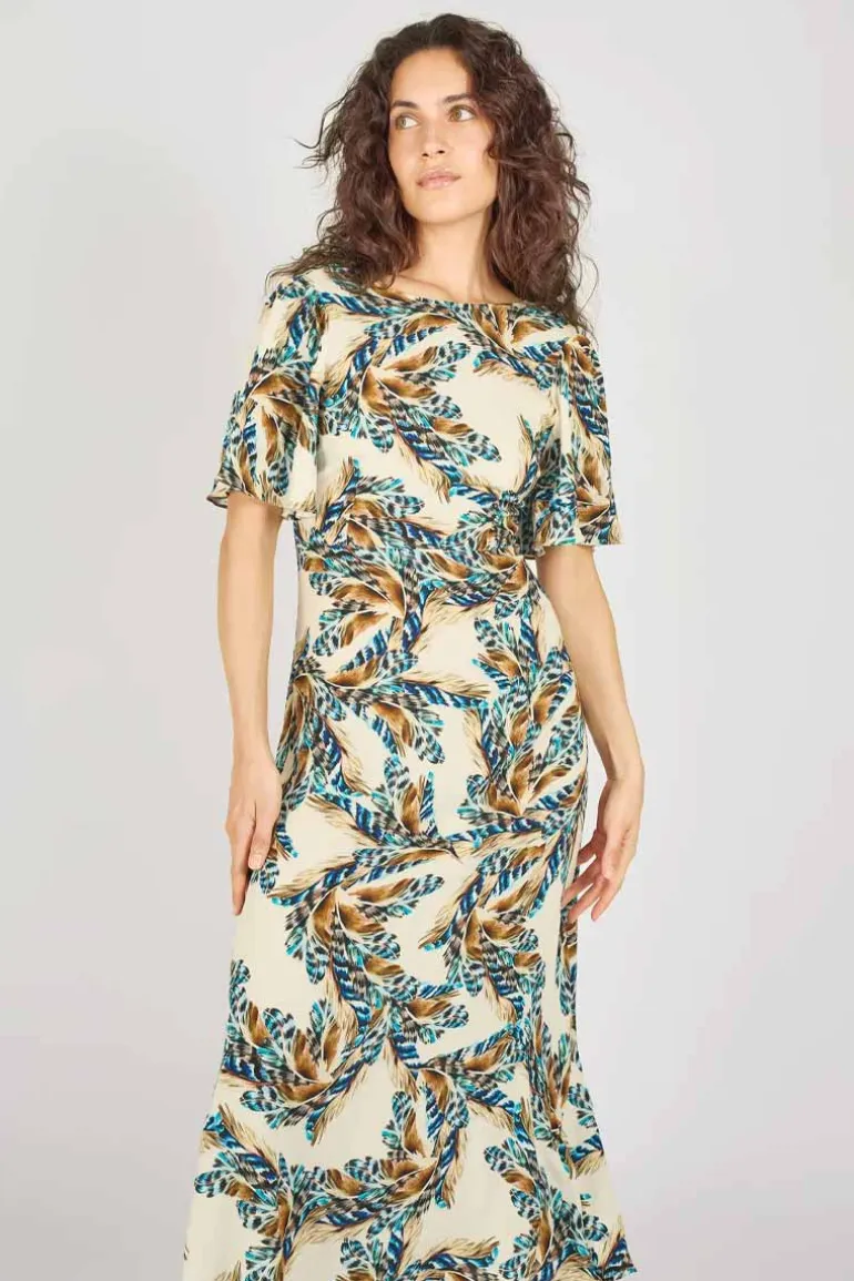 Rene Dress Cream Feathers - Traffic People