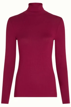 Rollneck Top Uni Rib Beaujolais Red - King Louie