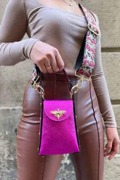 Tasje Bee Metallic Fuchsia