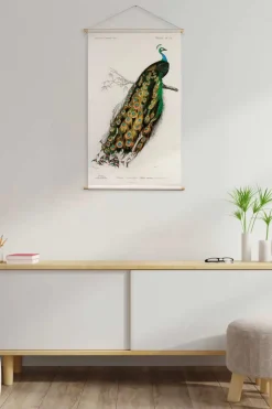 Textielposter met leren koord - Illustratie Pauw D'Orbigny