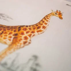 Textielposter met leren koord - Illustratie Giraf D'Orbigny